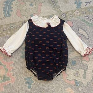 The Beaufort Bonnet Company Black and White Bodysuit with Red trim (2T)